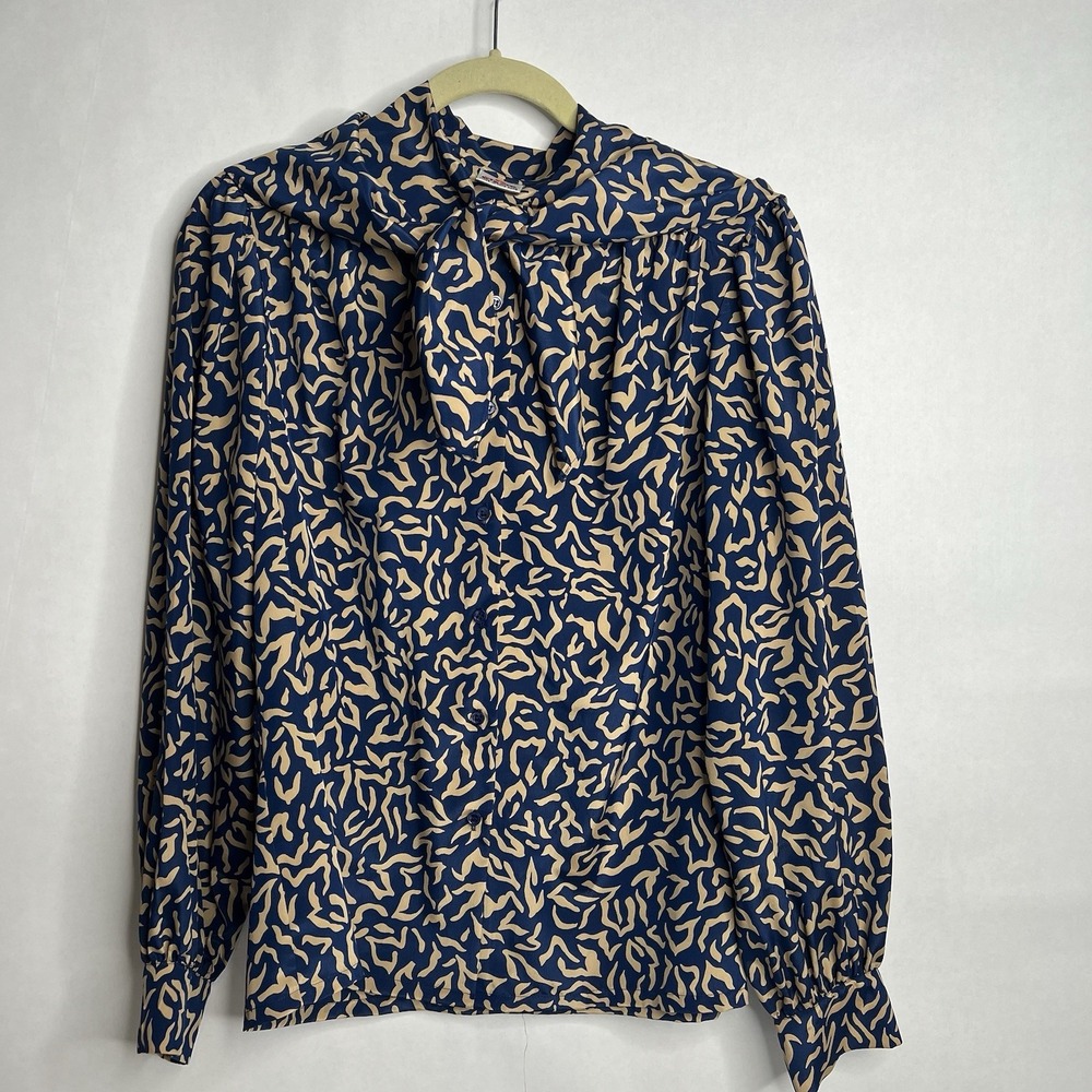 Bleyle Navy Beige 12 Blouse Embroidered Button Up Down‎ Workwear Business Tie